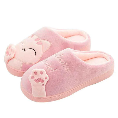 Women's Kawaii Cat Decor Slippers Comfortable Plush Lined