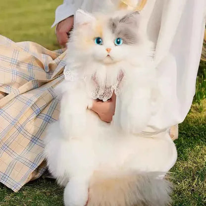Realistic Three Color Cat Plush Backpack – Handmade Cute Stuffed Animal Bag Gift