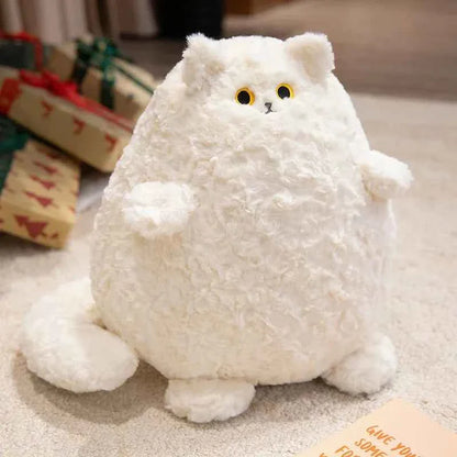 Lifelike Fat Black and White Cat Plush Toy (11.8 in) - Long Tail Stuffed Animal Gift