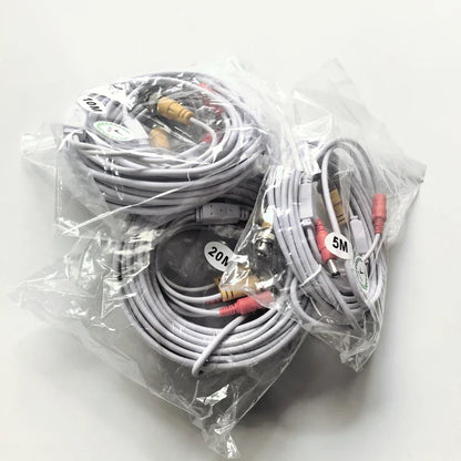 5/10/20 Meters BNC+DC Connector 2 in 1 BNC CCTV Cable Coaxial Video Power AHD Cameras White Wires for Analog CCTV DVR System