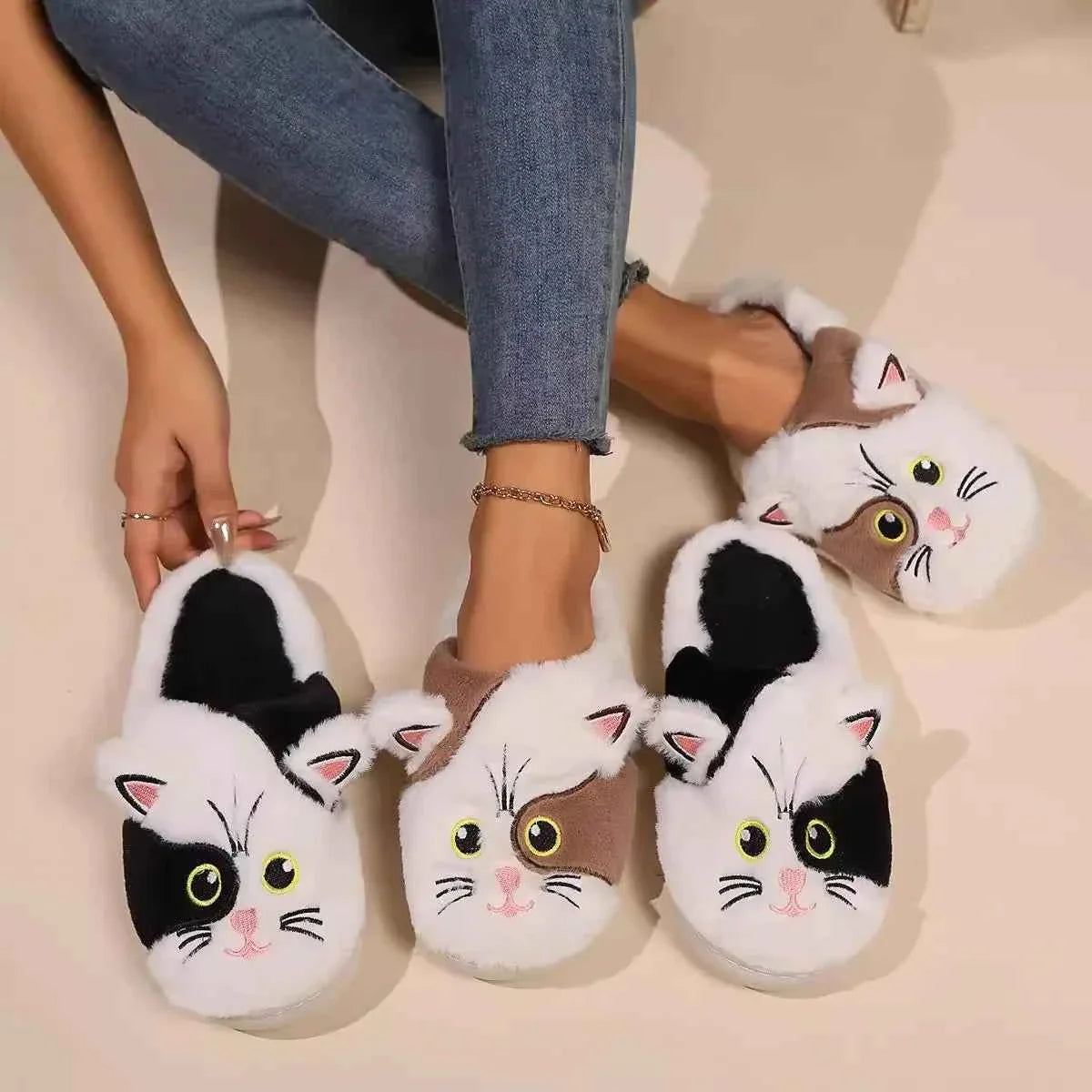 Ladies' Slippers Cute Cat Slippers New Autumn Winter Styles