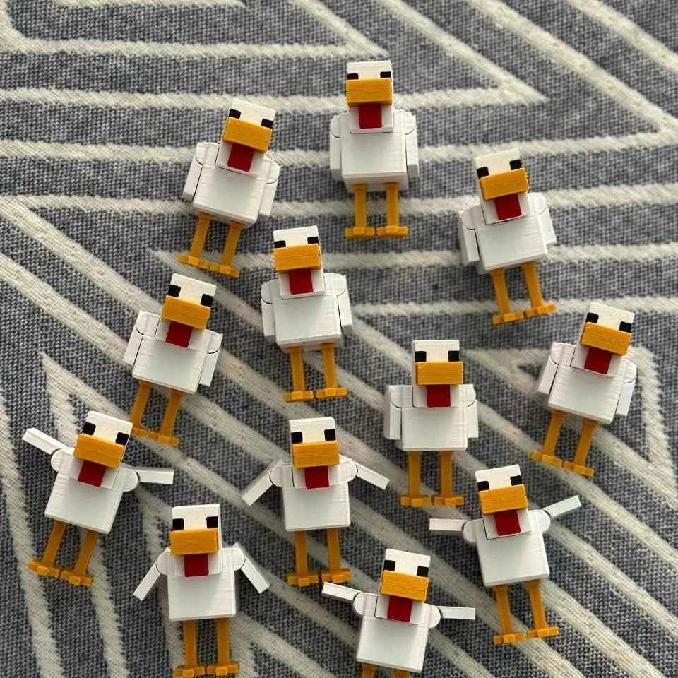 1/2/5Pcs 3D Printed Plastic Pixel Chicken Figurine Toy MC