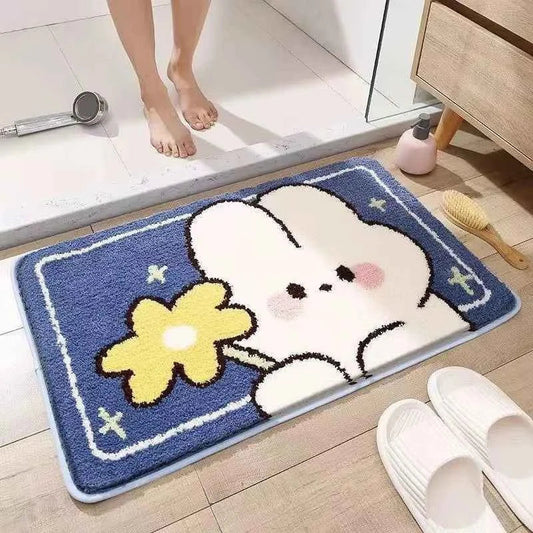 Cute Rabbit Carpet Bathtub Carpet Non-Slip Absorbent Mat