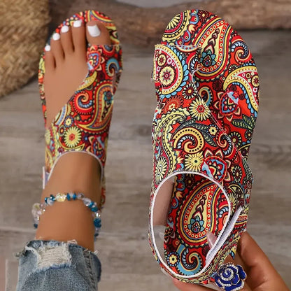 2025 Women Flat Sandals Comfortable Flats Sandals Printed Bohemia Roman Style Shoes for Women Fashion Shoes Sandalias De Mujer