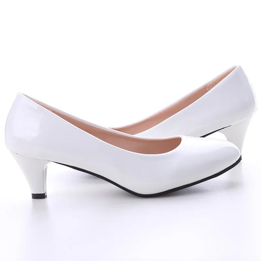 Zapatos de Mujer Salones Tacón Medio Nude Sexys Zapatos de Boda Tacones Altos Zapatos de Fiesta de Oficina de Mujer Salones Blancos