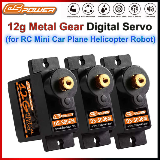 1/3/6/9PCS DSpower 9g 12g Servo digital micro de engranajes metálicos para coche RC 1/24 SCX24, avión 450, helicóptero SG90 MG90S WLtoys Robot
