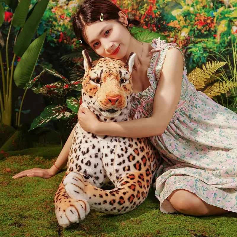 Giant Lifelike Leopard Plush Toy (25.6-66.9 in) - Soft Stuffed Cheetah Model Doll Gift