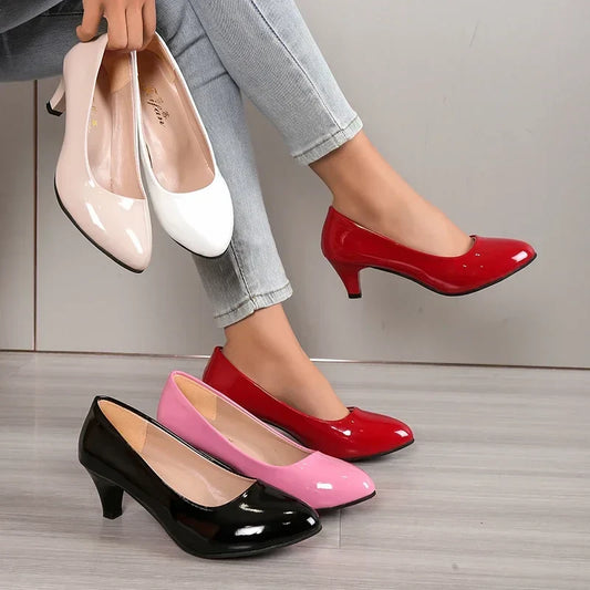 Nuevos Zapatos de Tacón Alto para Mujer, Tacones de Aguja Nude, Zapatos de Moda para Oficina, Trabajo, Fiesta, Zapatos de Boda para Mujer, Tacones de Color Sólido para Mujer