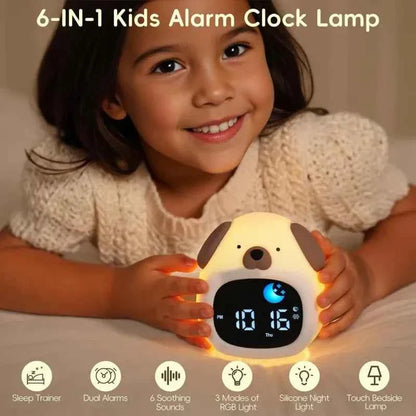 Kawaii Puppy Sleep Training Alarm Clock (3.9 in) - Cute Touch Night Light for Kids