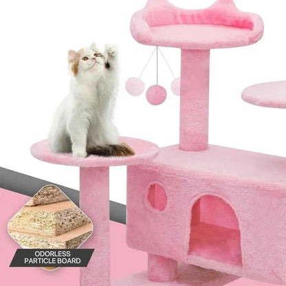 70" Tall Pink Cat Tree – Indoor Cat Tower with Scratching Posts & Climbing Platform