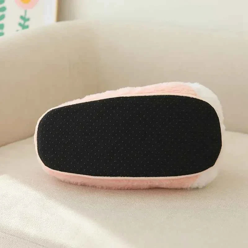 Cute Rabbit Plush Slippers for Women – Pink Warm Soft Indoor Winter House Shoes