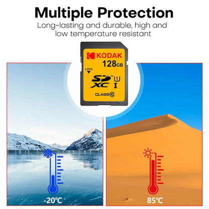 KODAK SD Card 32GB 64GB 128GB Class 10 U1 V30 High Speed Memory Card SDXC for DSLR Camera 4K Video