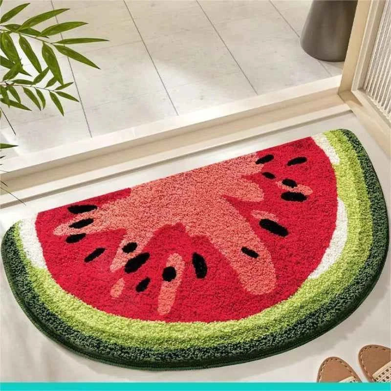 Cartoon Lemon Smiling Plush Carpet Bathroom Water-Absorbing