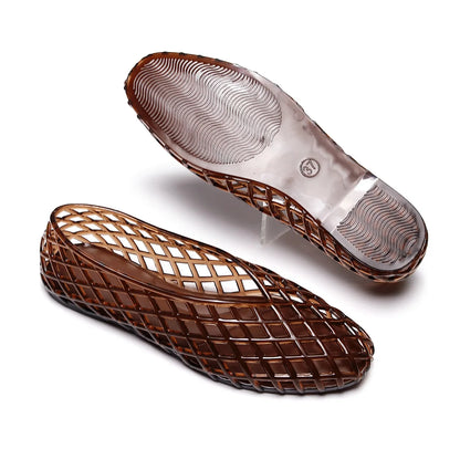 New V-mouth Crystal Jelly Shoes Fashionable, Versatile, Comfortable, Flat Bottom Single Shoes, Casual Sandals for Women