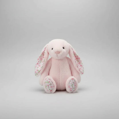 Soft Floral Ears Bonnie Rabbit Plush Toy - Cute Bunny Stuffed Doll for Kids Birthday Gift