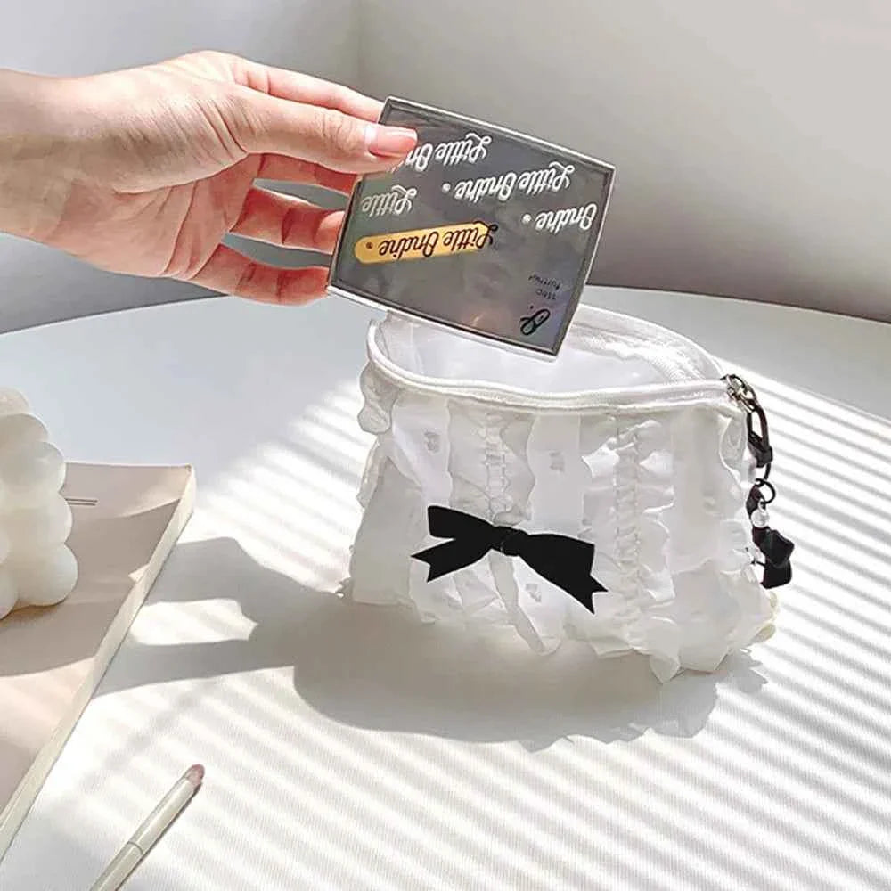 Cute Lace Bow Coin Purse Portable Cosmetic Storage Bag Key