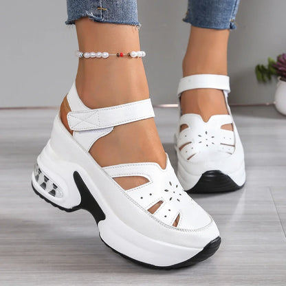 Women Sandals New Closed Toe Office and Career Summer Solid Wedge Shoes for Women New High Quality Buckle Strap Sandals Women