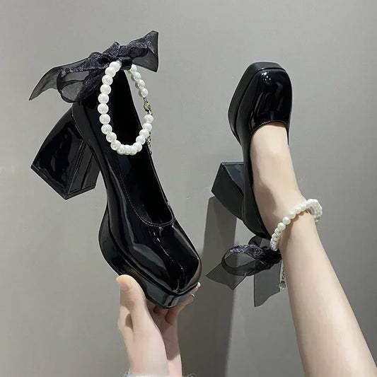 Zapatos de mujer de tacón alto Mary Jane, zapatos de salón, nuevos zapatos de plataforma blancos para mujer, tacones de mujer, Zapatos De Mujer