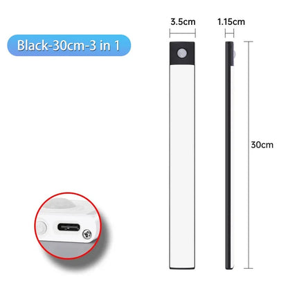 10-60cm Led Night Light Motion Sensor Under Cabinet Lights Thin Rechargeable Wireless Lamp for Kitchen Cabinet Bedroom Lighting