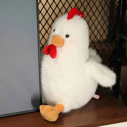 Fluffy Chicken Plush Toys Cute Farmyard Animal White