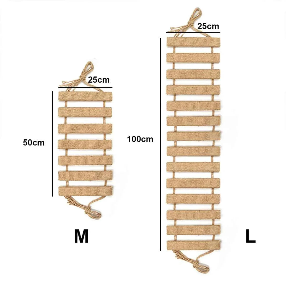 Cat Climbing Bridge & Ladder – Wooden Cat Tower with Sisal Rope Scratching Post for Indoor Cats