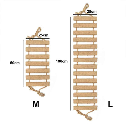 Cat Climbing Bridge & Ladder – Wooden Cat Tower with Sisal Rope Scratching Post for Indoor Cats