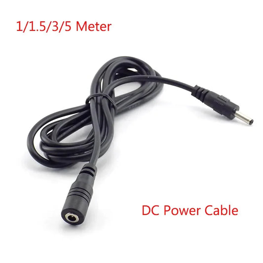 Cable de extensión de alimentación de CC macho a hembra de 1/1,5/3/5 metros, adaptador de cable de alimentación de 5 V 2 A, conector de 3,5 mm x 1,35 mm para cámara de seguridad CCTV