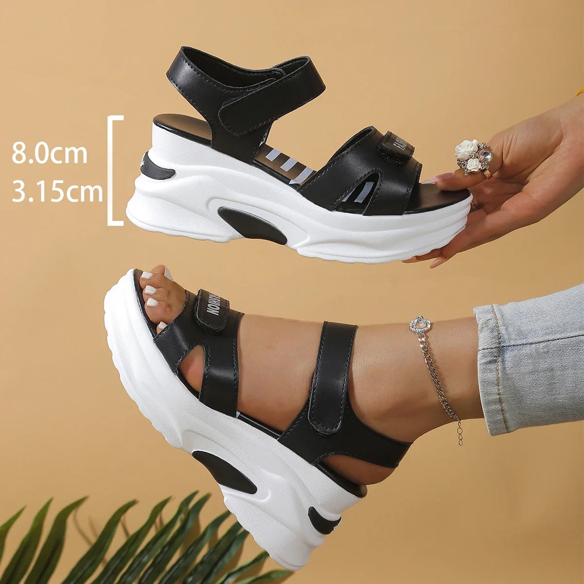 2025 New Women Platform Wedge Sandals Summer Fashion Comfortable Shoes Women Light Casual Velcro Beach Shoes Zapatos De Mujer