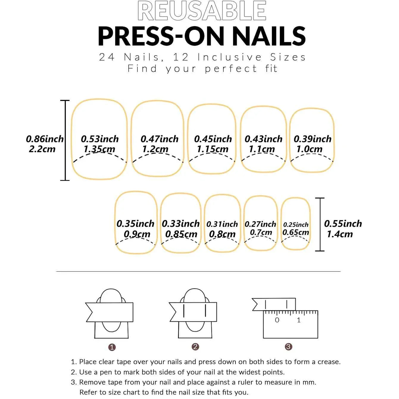 24pc Short French Pop Heart Press On Nails - Includes Jelly Gel & Nail File