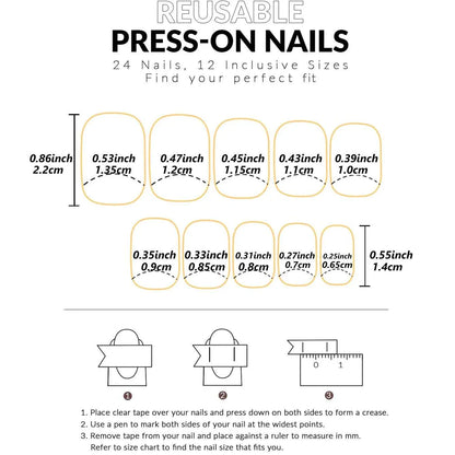 24pc Short French Pop Heart Press On Nails - Includes Jelly Gel & Nail File