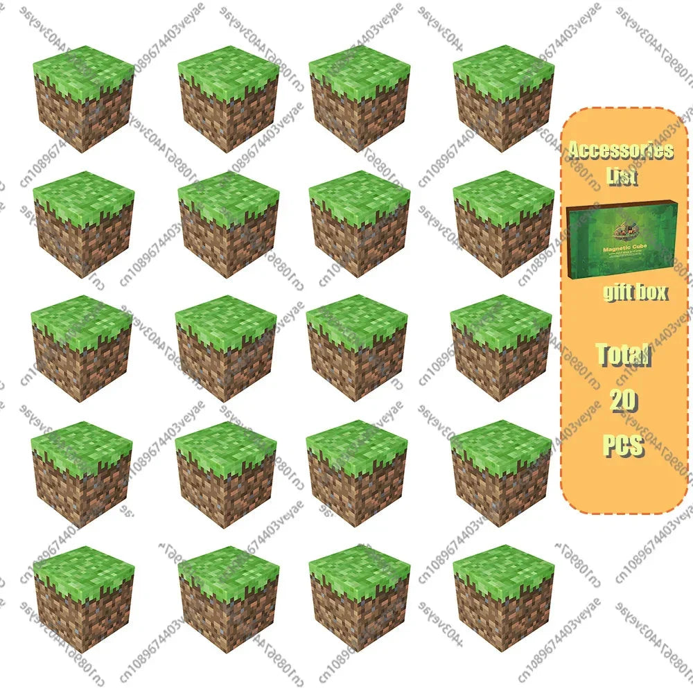 Magnetic Building Blocks Mine World Magnet Cube Set for Boy Girl Kid Age 3+ DIY Model Children Stem STEM Sensory Toy Gift