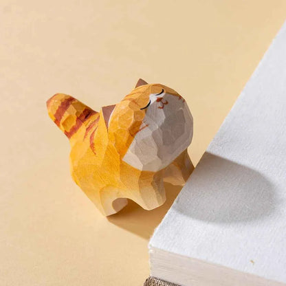 Wooden Cat Statue Handmade – Orange Cat Home Decoration & Gift Idea