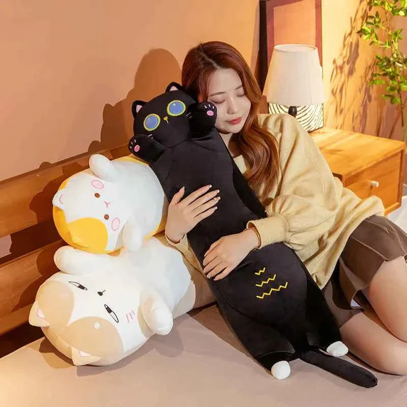 Giant Long Cat Plush Toy (35.4-51.2 in) - Cylindrical Animal Bolster Pillow Gift