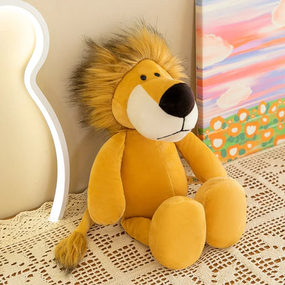 Stuffed Plush Animals Toys Soft Dolls Jungle Lion Elephant Tiger Dog Fox Monkey Deer Children Gift Kawaii Baby Kids Hobbie Toys