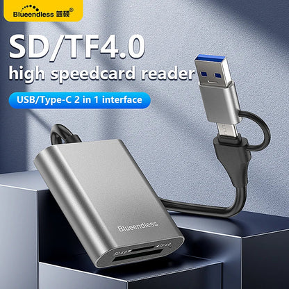 Blueendless Card Reader 312MB/s SD4.0 TF4.0 Memory Card Adapter USB A USB C to MicroSD TF3.0 for MacBook Laptop PC iPhone 17/16/