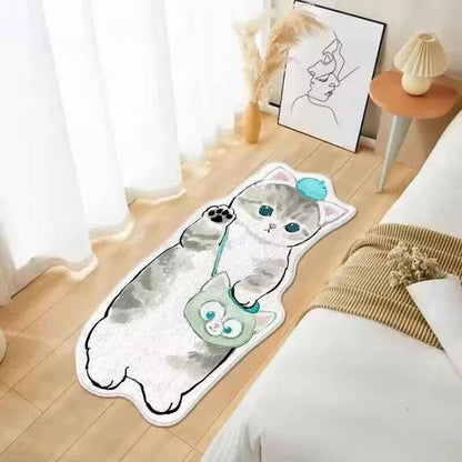 Cartoon Cat Carpet Plush Warm Bedside Blanket Cute Girlish