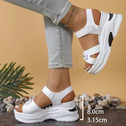 2025 New Women Platform Wedge Sandals Summer Fashion Comfortable Shoes Women Light Casual Velcro Beach Shoes Zapatos De Mujer