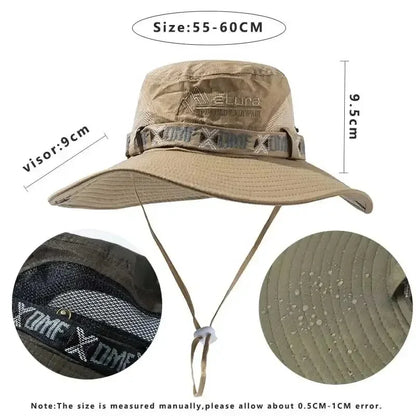 1Set bucket hat Summer Men UV Protection Hiking Beach Sunscreen Cap Bucket Hats Summer Hunting Hat Mesh Fisherman Safari Hat
