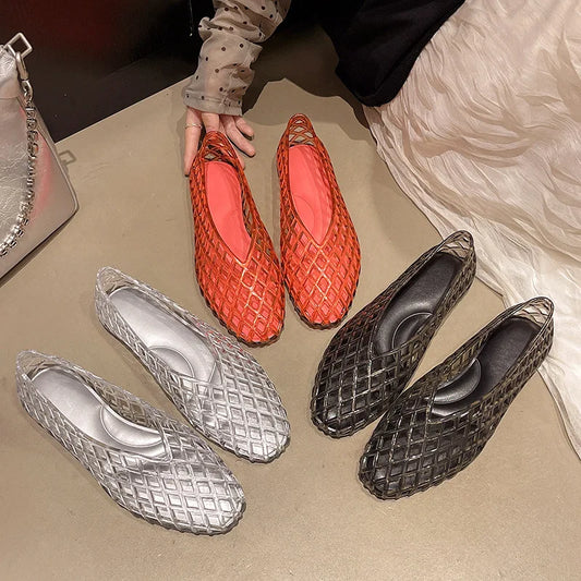 Nuevos Zapatos de Goma con Boca en V, de Moda, Versátiles, Cómodos, con Suela Plana, Sandalias Casuales para Mujer