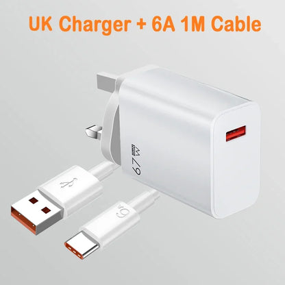 67W USB Fast Charger for Xiaomi 14 13 12 11 10 Ultra Redmi Note 12T 13 Pro Turbo Quick Charge Type C Cable Fast Charging Adapter
