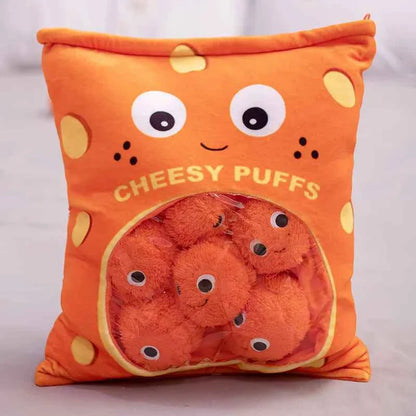 Cheesy Puffs Plush Toy Set (6–9pcs) – Cute Snack Stuffed Pillows Soft Gift for Kids