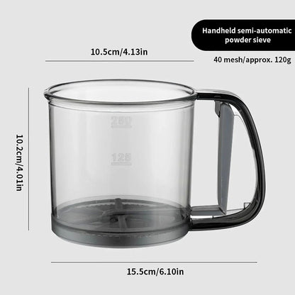 HOMEFISH Kitchen Baking Cake Flour Sieve 40 Mesh Semi-automatic Filter Sieve Flour Sieve With Capacity Scale