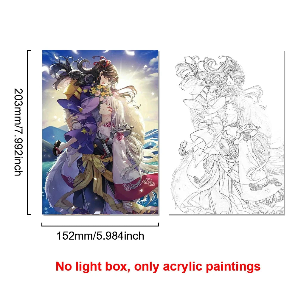 Anime Character Light Picture Frame, Inuyasha Character LED Light, Wall Decoration, Room Night Light, Gift, Moonlight Light