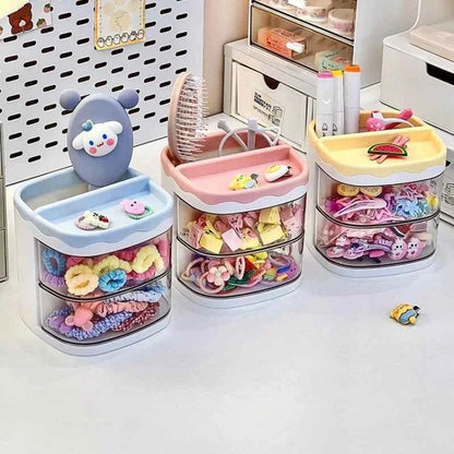 2 Layers Cute Children's Hair Accessories Storage Box