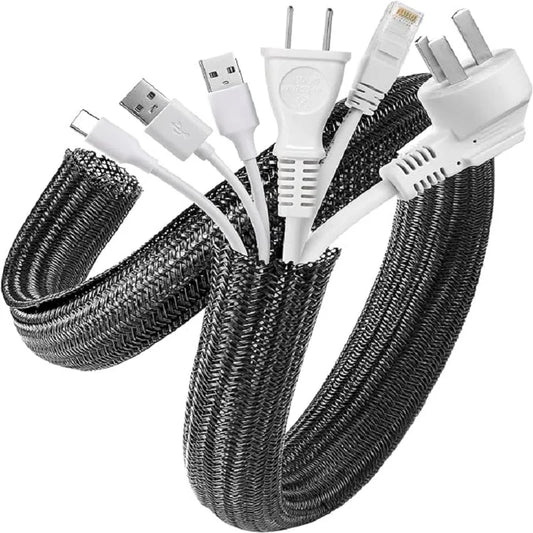 Gaine tressée de câble de 1M 3M 5M en PET nylon, gaine de câble, gaine de fil pour bureau PC TV, protecteur de fil, enroulement de câble.