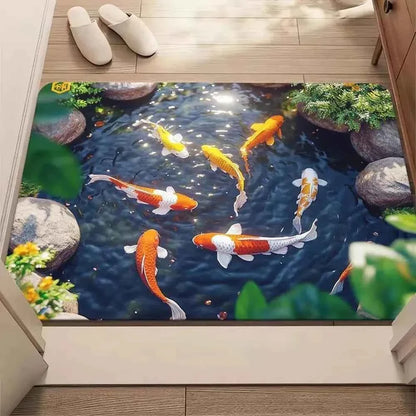 3D Optical Illusion Cat Round Hole Door Mat Daily Home Room