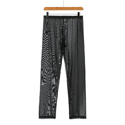Men's Sleep Bottoms Transparent Mesh Breathable Pajamas for Men Sleepwear Leggings