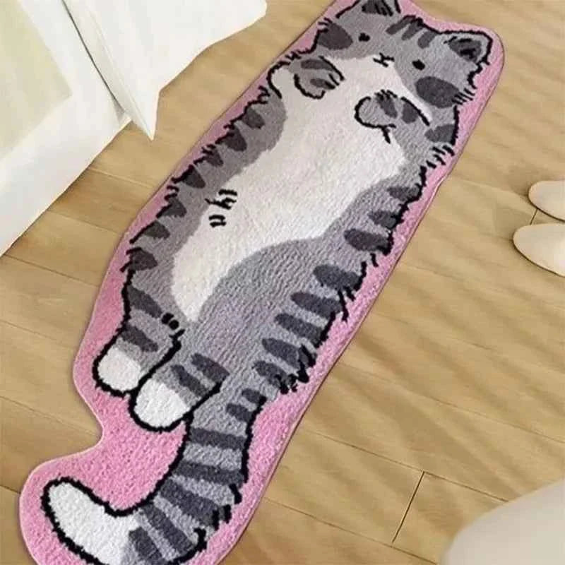 Cartoon Cat Rug - Warm Fuzzy Floor Mat Living Room Bedroom