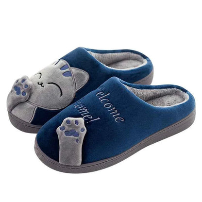Women's Kawaii Cat Decor Slippers Comfortable Plush Lined