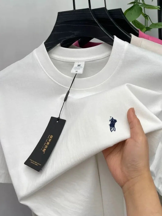 Camiseta de algodón de manga corta de punto para hombre, verano 2026, a la moda y cómoda, estampada y transpirable